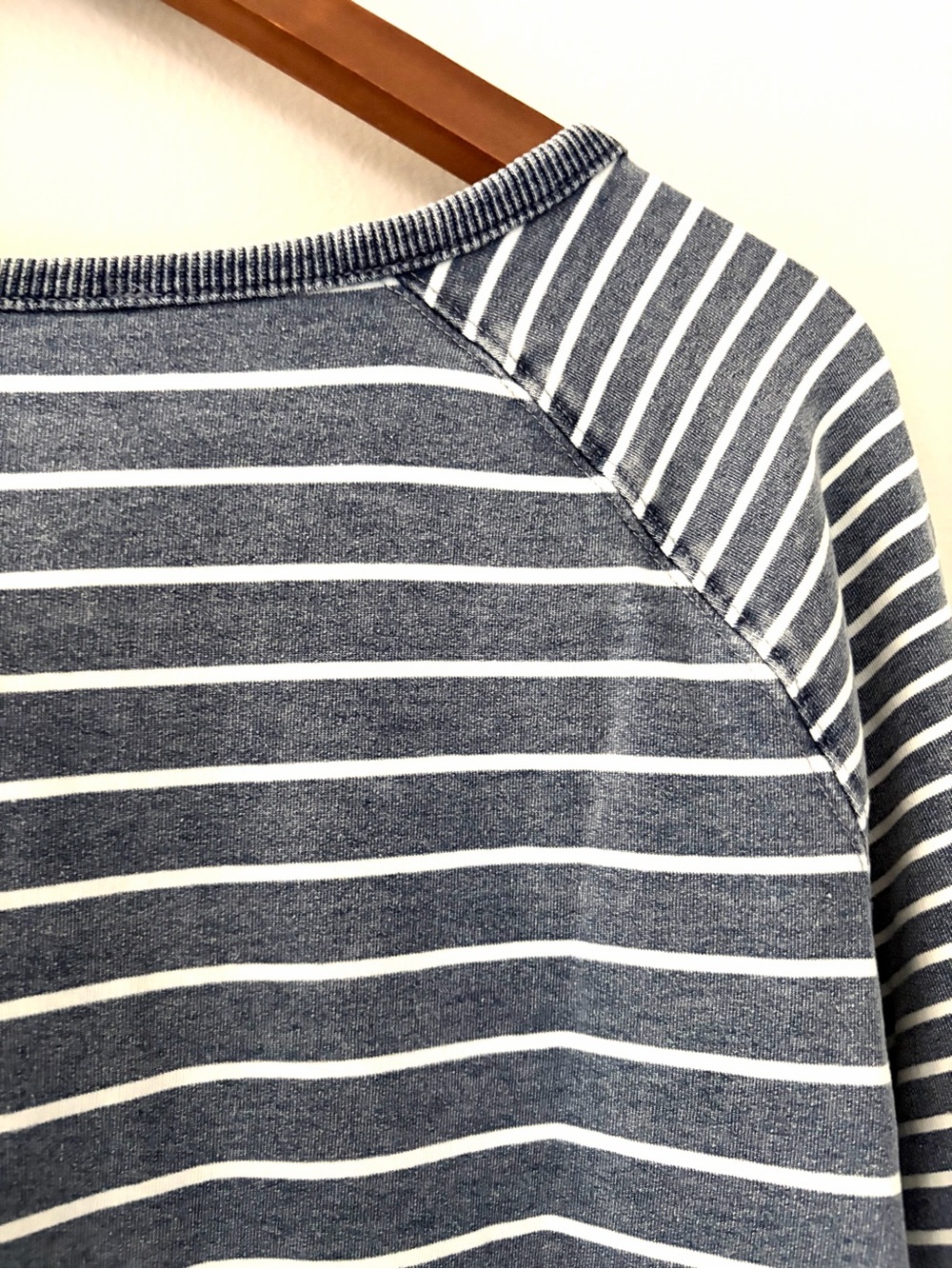 Striped Nautical Henley Sweatshirt Cotton Blue White Women’s Large - Picture 7 of 14